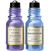 Calming Magnesium Lavender Orange Cedarwood & Migraine Roll-On Essential Oil Blends Peppermint Spearmint and Lavender Pack of 2