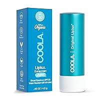 Organic Liplux Lip Balm and Sunscreen with SPF 30, Dermatologist Tested Lip Care for Daily Protection, Vegan and Gluten Free, 0.15 Oz