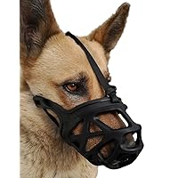Dog Muzzle, Breathable Basket Muzzles for Small, Medium, Large and X-Large Dogs, Stop Biting, Barking and Chewing, Best for Aggressive Dogs (Large, Black)