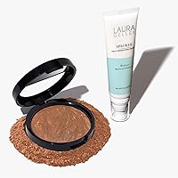 LAURA GELLER NEW YORK Balance-n-Brighten Powder Foundation, Toffee + Spackle Super-Size Makeup Primer with Hyaluronic Acid, Hydrate
