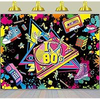 BINQOO 5x3ft Back to 80's Hip Hop Backdrop l Love 80's Colorful Graffiti Rewind Disco Retro Rock Music Party Background 80th Birthday Party Photo Studio Props