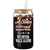 Sisters Gifts from Sister-Sister Birthday Gifts-16 oz Glass Cups Mothers Day Christmas Gifts for Sister,Soul Sister, Big Sister