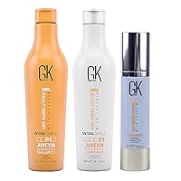 Global Keratin GK HAIR Shield Shampoo and Conditioner Duo (240ml/ 8.11 fl. oz) | Cashmere Hair Smoothing Cream (50ml/ 1.69 fl. oz)