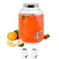Tall Square Glass Mason Jar Drink Dispenser With Stainless Steel Spigot, 80  oz (2.36 Liters) 