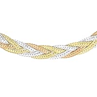 Carissima Gold Women's 3-tone 3 plait 3.8 mm herringbone bandage, necklace, 9 ct (375) gold.
