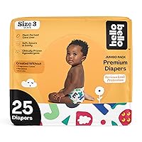 Hello Bello Premium Baby Diapers Size 3 I 25 Count of Disposeable, Extra-Absorbent, Hypoallergenic, and Eco-Friendly Baby Diapers with Snug and Comfort Fit I Alphabet Soup