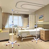 Poles Stand Medical Infusion Stand Poles Infusion Stand Portable Infusion Stand with Wheels Height Adjustable Stainless Steel Medical Infusion Stand for Hospital Clinic with 4 Hooks