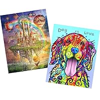 Pintoo Two Plastic Jigsaw Puzzles Bundle - 2000 Piece - Ciro Marchetti - Tarot Town and 2000 Piece - Dean Russo - Dog is Love [H1561+H2045]