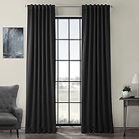 HPD Half Price Drapes Room Darkening Curtains 96 Inches Long for Bedroom & Living Room (1 Panel), 50 X 96, Jet Black