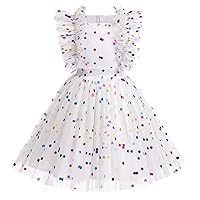 Kids Girls Confetti Birthday Princess Dress Ruffle Sleeve Boho Cake Smash Photo Shoot Outfit 3-10T