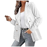 Womens Corduroy Blazer Jacket Fall Fashion Button Blazers Casual Solid Cozy Outerwear Lightweight Loose Coats