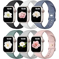 Maledan 6 Pack Bands Compatible for Apple Watch Band 38mm 40mm 41mm 42mm 44mm 45mm 49mm Women Men, Breathable Silicone Sport Strap Replacement Band for iWatch Apple Watch Series 9 8 7 6 5 4 3 SE Ultra