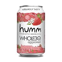 Humm Whole30 Approved Kombucha - Strawberry Blossom - Organic, Vegan & GMO-Free (6 Pack)