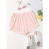 Women's Shorts Contrast Binding Track Shorts (Color : Baby Pink, Size : Small)