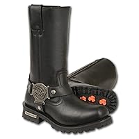 Milwaukee Leather Boots MBL9360 Women's 11in Classic Square Toe Harness Boots - Black / 9-9