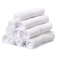 Spasilk Washcloth Wipes Set for Newborn Boys and Girls, Soft Terry Washcloth Set, Pack of 10, White, (010-WTE)
