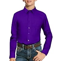 Junior + Boys' Long Sleeve Solid Button Down Dress Shirt (XS - XL)