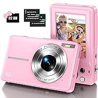Digital Camera, Kids Camera with 32GB Card FHD 1080P 44MP Vlogging Camera with LCD Screen 16X Zoom Compact Portable Mini Rechargeable Camera Gifts for Students Teens Adults Girls Boys-Pink Digital Camera, Kids Camera with 32GB Card FHD 1080P 44MP Vlogging Camera with LCD Screen 16X Zoom Compact Portable Mini Rechargeable Camera Gifts for Students Teens Adults Girls Boys-Pink