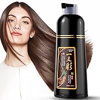 Leorx 500ml Dark Coffee(Brown) Herbal Hair Dyeing Shampoo (Gray Coverage) 10-Min Natural plant hair colorants Unisex Ammonia Free 3-in-1 Multi-Color Shampoo