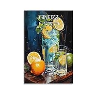 Room Aesthetics Poster A Cocktail Poster Gin Tonic Cocktail - A Glass Of Water With Ice Cubes Canvas Painting Posters And Wall Art PosterCanvas Painting Wall Art Poster for Bedroom Living Room Decor 1