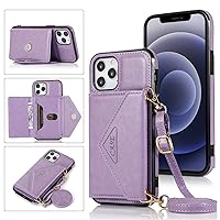 Vangoddy Chic Elegant Lavender Phone Wallet Case with Crossbody Strap Compatible with iPhone 15 Pro Max 6.7