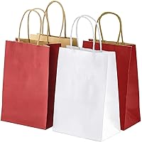 Solid Print Holiday Gift Twisted Handles Kraft Paper Bags in Bulk, Multipurpose use, Suitable for Every Occasion, 10 X 5 X 13, Ruby Red