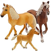 Gemini&Genius Horses Figurine Toy, Farm Premium Horse Animal Playset, Mare and Stallion with Horse Baby Family Action Figures Party Favors Supplies, Party Cupcake Toppers, Birthday Gifts for Kids