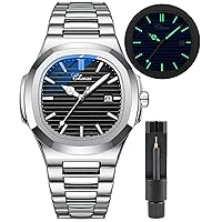 Gosasa Fashion Men's Watches Date Business Watch Stainless Steel Luxury Style Luminous Quartz Waterproof Analog Display Male Wristwatch