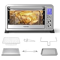 AC25CEW-SS Large 6-Slice Convection Toaster Oven Countertop, 10-In-One with Toast, Pizza and Rotisserie, 1500W, Stainless Steel, Includes 6 Accessories