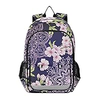 ALAZA Pink Cherry Blossom Floral Mandala Lotus Laptop Backpack Purse for Women Men Travel Bag Casual Daypack with Compartment & Multiple Pockets