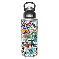Tervis Great Outdoors Sticker Collage Triple Walled Insulated Tumbler Travel Cup Keeps Drinks Cold, 32oz Wide Mouth Bottle, Stainless Steel
