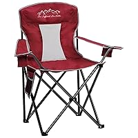 Oversized Portable Outdoor Chairs, Weight Capacity 325 lbs with Cup Holder, Storage Pocket, Carry Bag Red