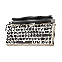Retro Typewriter Keyboard Wireless, Mechanical Gaming Vintage Keyboard 83-Key Blue Switches Punk Round Keycap, 14 Modes Rainbow LED Backlight, Type-C, Bluetooth 5.0，Compatible with PC/Laptop/Pad/Phone