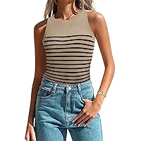 Zeagoo Womens Tank Top Racerback Crowl Neck Casual Basic Ribbed Knit Fitted Sleeveless Shirts S-XXL
