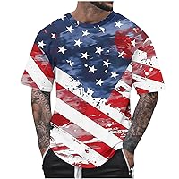 Independence Day T-Shirts for Men Summer Tie Dye American Flag Short Sleeve Casual 4th of July Patriotic Tee Shirts