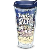 Tervis Margaritaville - Salt In My Veins Insulated Tumbler with Wrap and Navy Blue Lid, 24oz, Clear