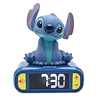 Lexibook, Disney Stitch, Stitch Nightlight Alarm Clock, Sounds and Melodies, LCD Backlit Screen, Luminous, Snooze, Blue, RL800D