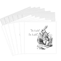 3dRose Greeting Cards - Alice in Wonderland White Rabbit. Im Late - John Tenniel illustration - 6 Pack - Vintage Art