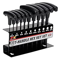 Performance Tool W80274 10-Piece SAE T-Handle Allen Wrench Set, Long Arm Hex Key Wrench Set