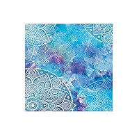 Gradient Colors Square Tablecloth, Paisley Floral Embroidery Batik Mandala Watercolor Painting, Suitable for Dining Table, Buffet Party and Camping, 47 x 47 Inch Blue Purple