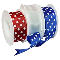 Morex Ribbon Wired Acetate Dots Across America 3-Pack Ribbon, 1-1/2