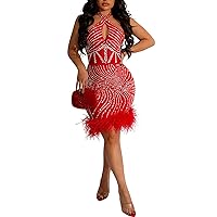 Nagfar Women Sexy Rhinestone Birthday Party Club Dress Sparkling Sequin Evening Gown Night Outfits