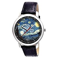 Classic Vincent Van Gogh Starry Nights Collectible Impressionist Art 40 mm Wrist Watch