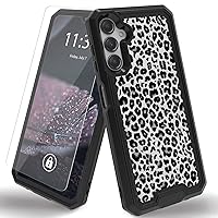 for Samsung Galaxy A34 5G Case with 1 Pack Screen Protectors, Dual Layer Protective Hard PC Back & Soft Bumper Resilient Shock Absorb Case Cover for Galaxy A34 5G, Leopard Print