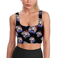 Let's Go Brandon Bald Eagle Flag Women's Sports Bras Workout Yoga Bra Padded Fitness Crop Tank Tops