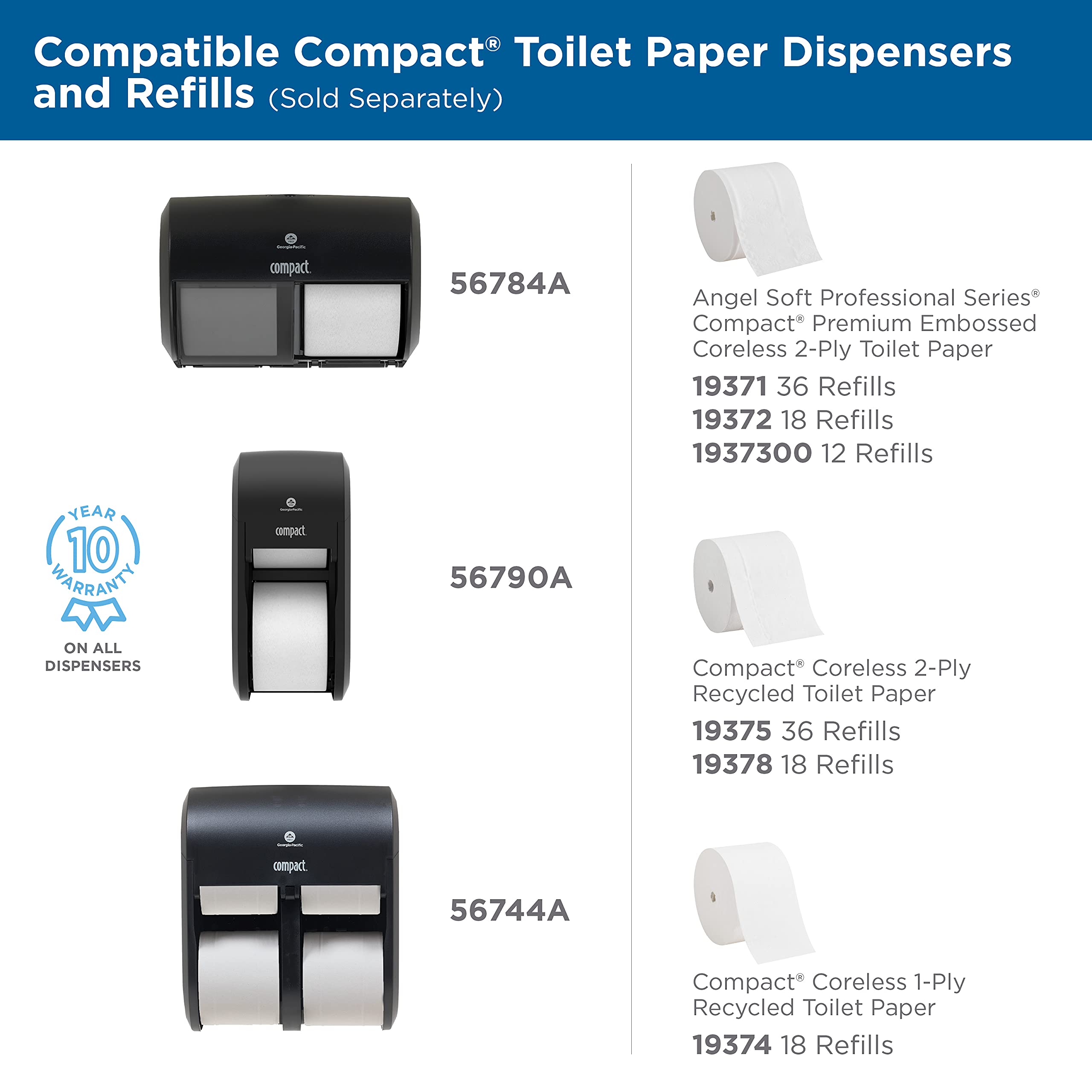 Buy Compact Coreless 2-Ply Recycled Toilet Paper by GP PRO (Georgia ...
