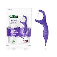 GUM Comfort Slide Floss Picks - Perfect for Tight Teeth - Extra Strong Shred-Resistant Dental Floss, Easy Grip Handle - Dental Flossers for Adults - Fresh Mint Flavor, 120ct (6pk)