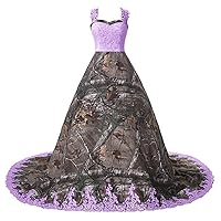 DINGZANCAMO Puffy Ball Lace Applique and Camo Wedding Dress Ball Gownes Prom Reception Gowns