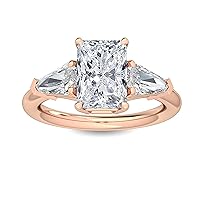 1-5 Carat (ctw) White Gold Radiant,Shield Cut LAB GROWN Diamond Three Stone Engagement Ring (Color D-E Clarity VS1-VS2)