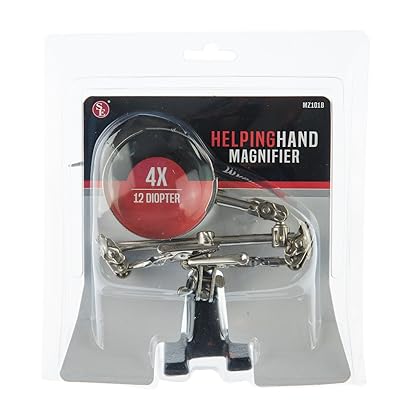 SE 4X Magnifying Glass with Helping Hand - 2-1/2 Inch Lens, 360 Degrees Rotatable Clips for Soldering, Jewelry Making, and Detailed Work -MZ101B